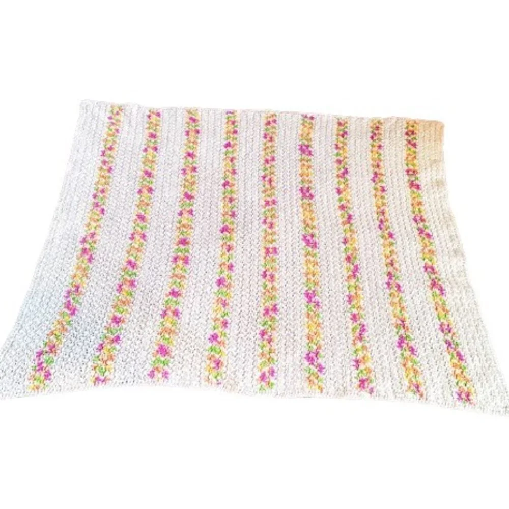 Handmade Floral Stripe Baby Blanket
